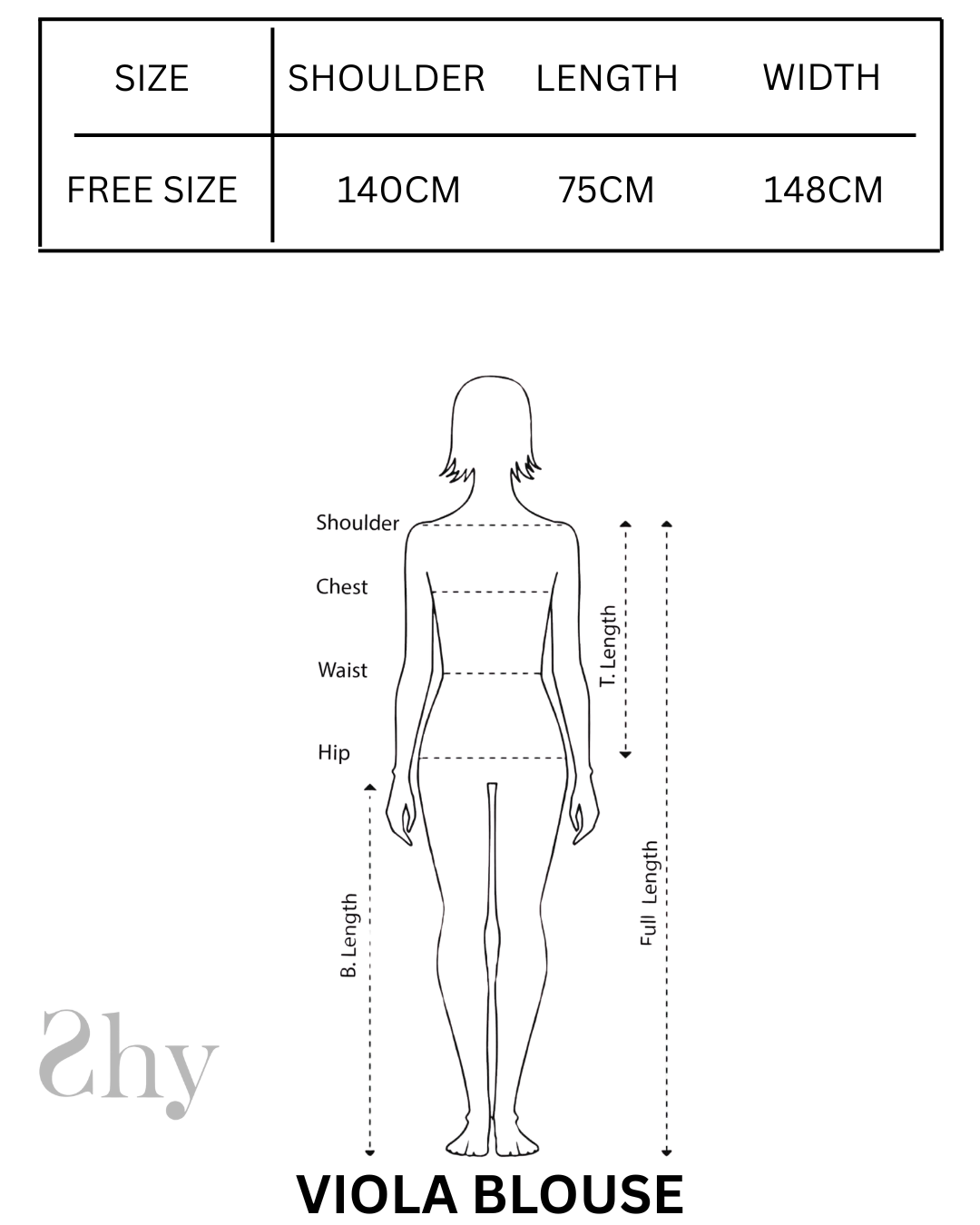 Size Chart for VIOLA BLOUSE