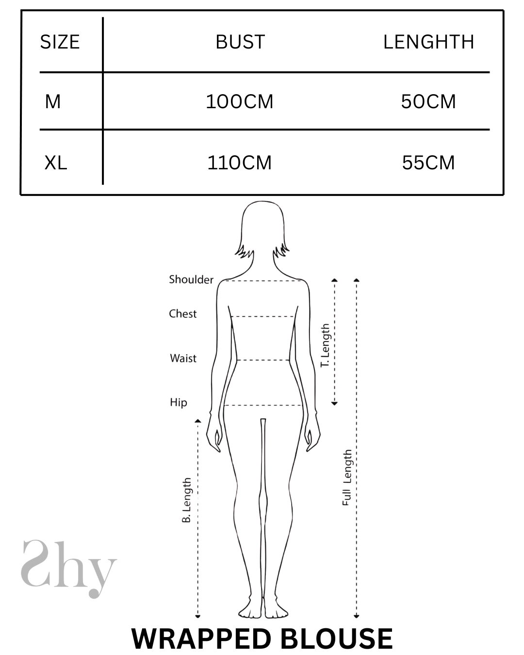 Size Chart for WRAPPED BLOUSE
