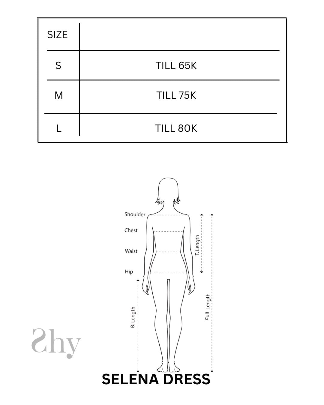Size Chart for SELENA DRESS