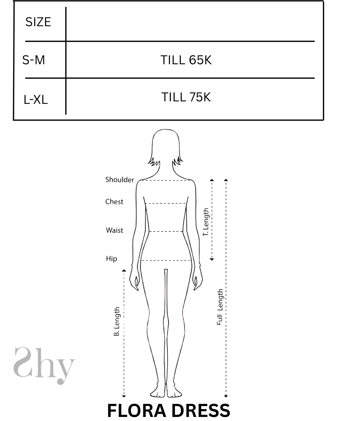 Size Chart for Flora dress